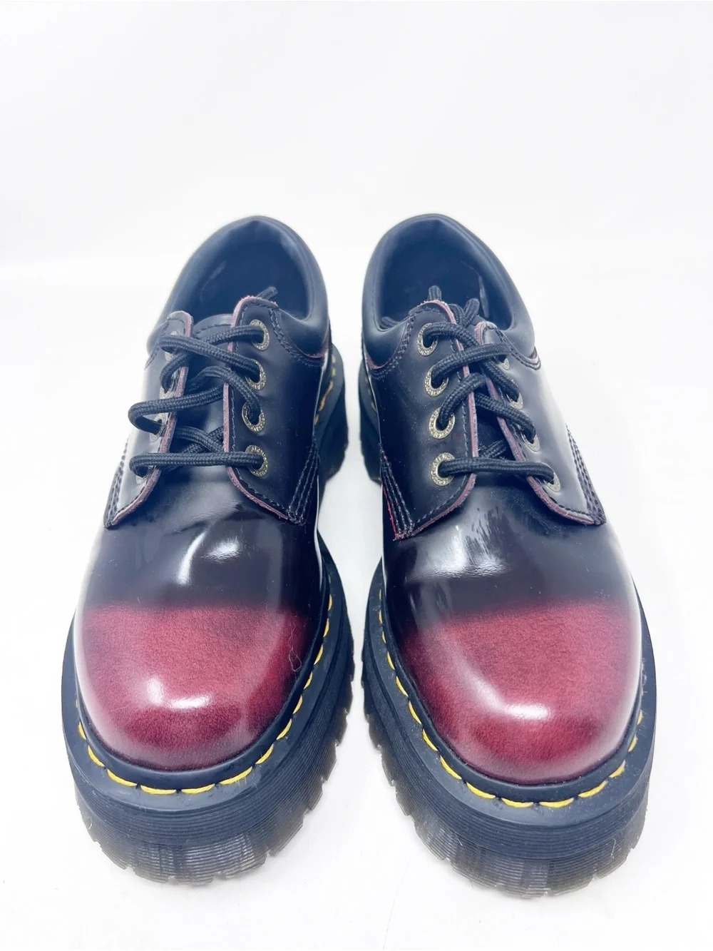 DOC MARTENS BURGUNDY BLACK OMBRE CHUNKY LUG SOLE PLATFORM SHOES SZ 8 NWOT